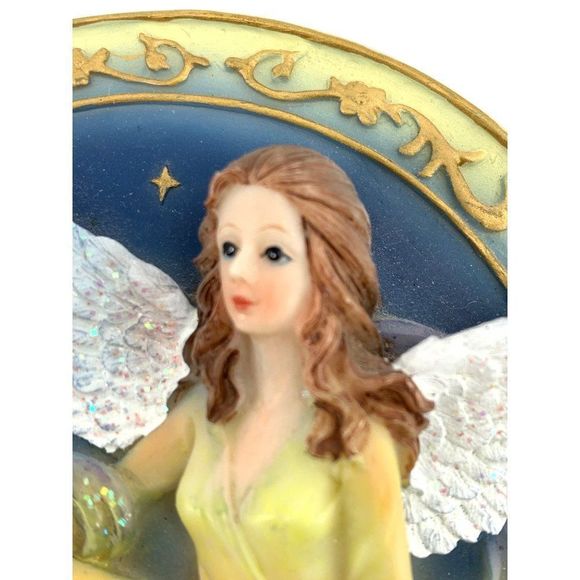 Angel + Dove Miniature Relief Plate 4" Decor 1264 Hand Painted Vintage w/ easle - Picture 3 of 8